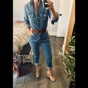 Cool Brand New J Crew utility Denim Jumpsuit romper - retro Rosie the riveter